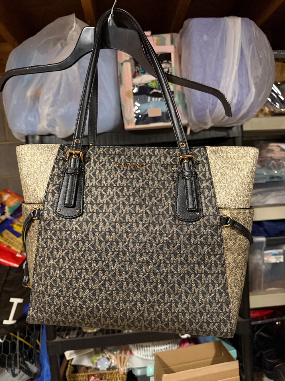 Michael Kors Brown and Black Signature MK Tote